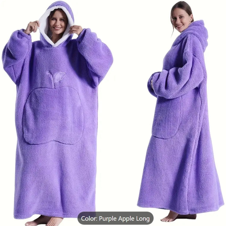 Cozy Fleece Hooded Wearable Blanket Sweatshirt